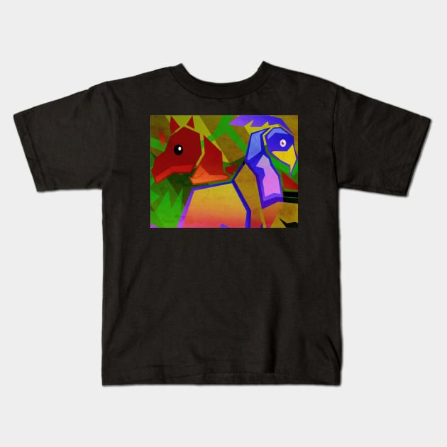 Leaper Lizard and Flut Flut Kids T-Shirt by ancestralavian